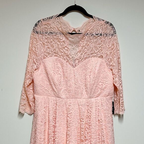 NWT Torrid midi Elegant Lace Illusion Dress Impatience pink Sz 18 - Picture 6 of 9